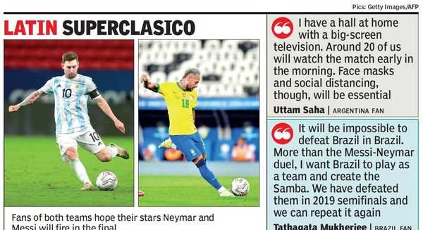 Final duel: Football-crazy Kolkata split over Argentina and Brazil |  Kolkata News - Times of India