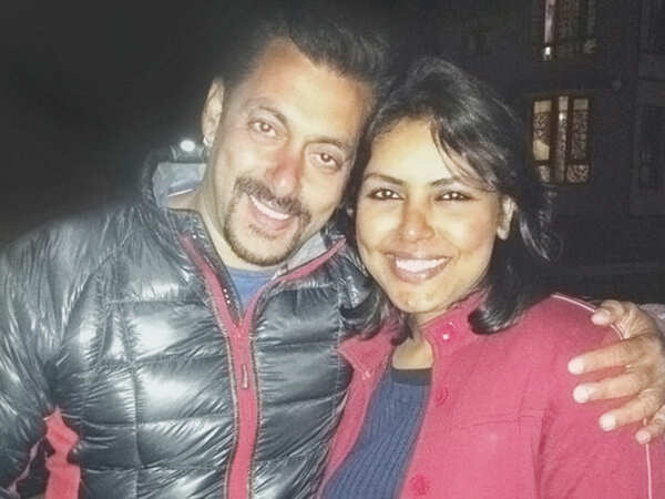 Shivangi Singh with Salman Khan on the sets of Bajrangi Bhaijaan