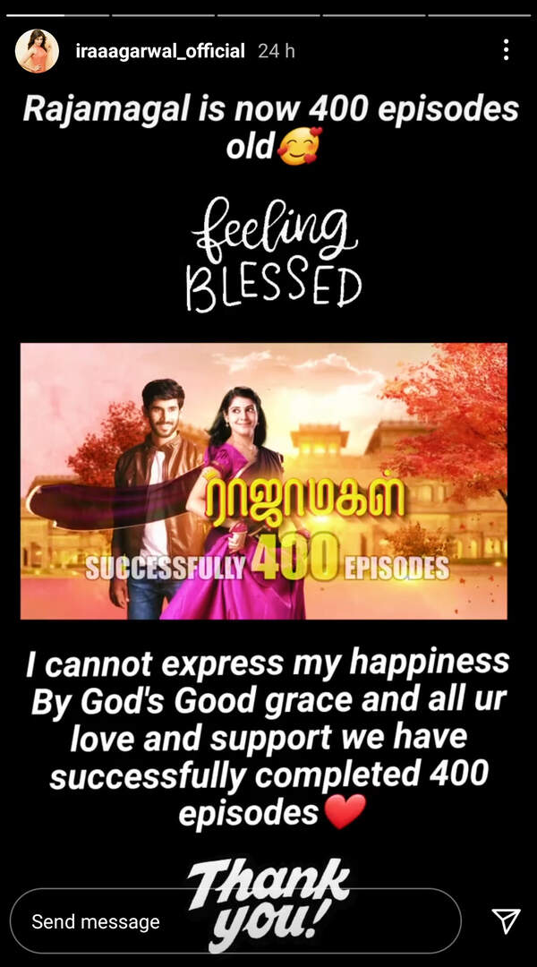 Iraa Agarwal thank fans for the support