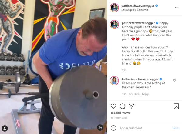 Patrick Schwarzenegger shared a wish for his father