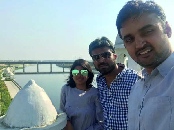 Kushal Srivastava with Sachin Vinod Modi (writer) and Antara Srivastava (Producer) during their recce in Lucknow