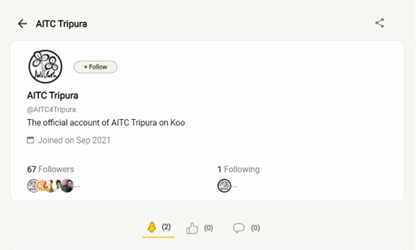 AITC Tripura Account on Koo