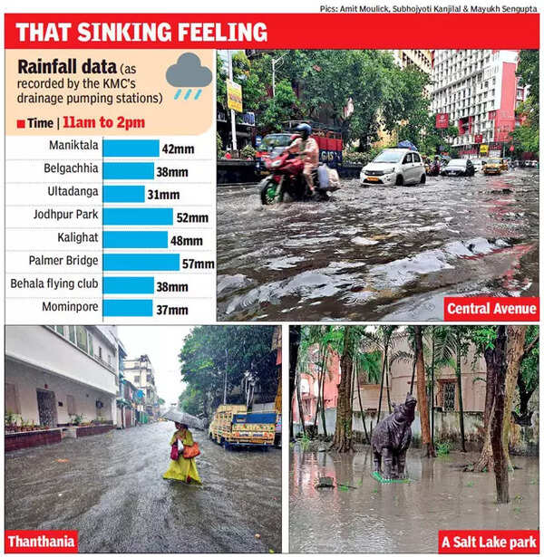 Kolkata Rain Heavy rain & high tide swamp city pockets; weather to improve today Kolkata News