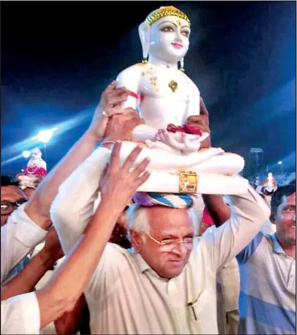 CM-designate Bhupendra Patel participating in a Jain religious event recently