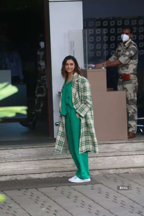 Deepika Padukone makes a stylish appearance in long camouflage jacket at  airport