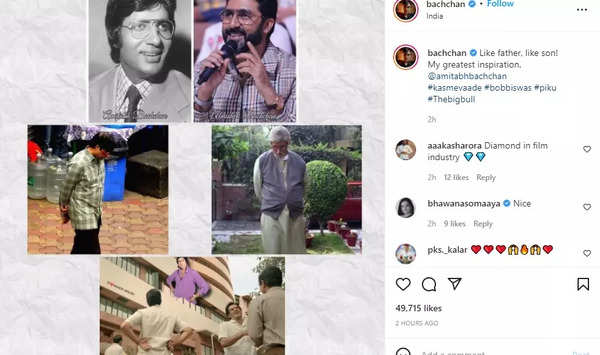 Abhishek Bachchan Shares 'like Father, Like Son' Post For Amitabh ...