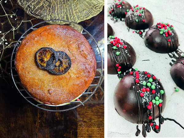 (L) The sumptuous Orange Spiced Cake (R) Dunk these Hot Chocolate bombs in milk and enjoy