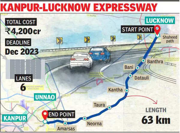 Kanpur To Lucknow Map Lucknow-Kanpur Expressway First To Use 3D Amg Technology | Lucknow News -  Times Of India