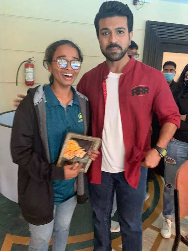 Ram charan with fan