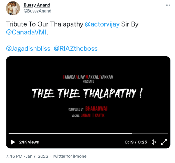 Bussy Anand's tweet