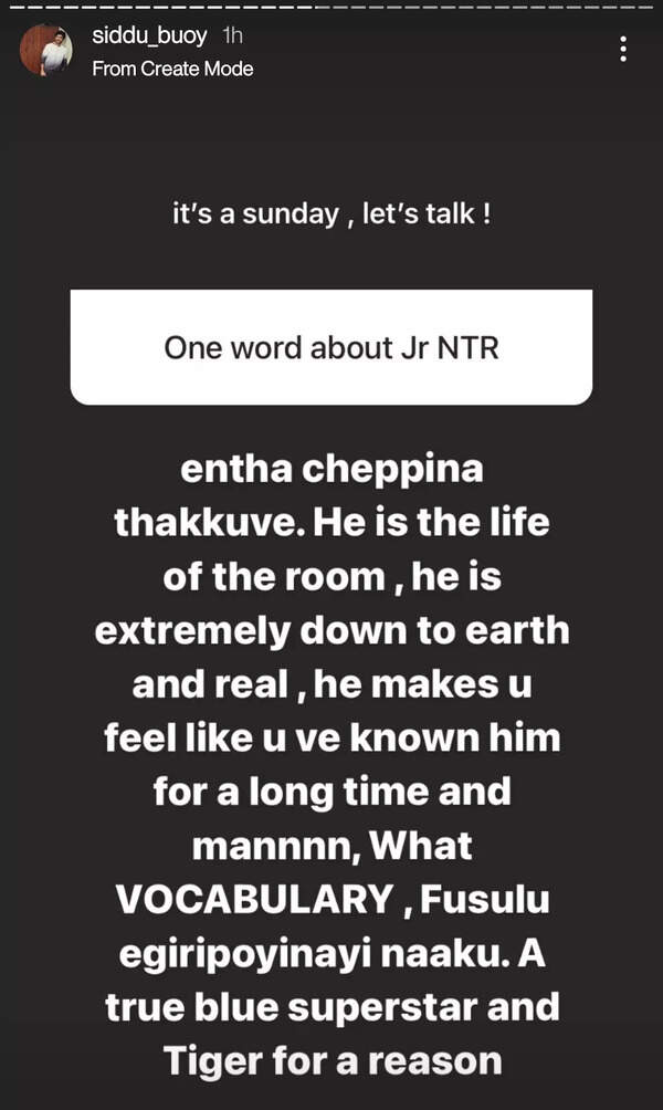 Siddhu Jonnalagadda Jr NTR 2