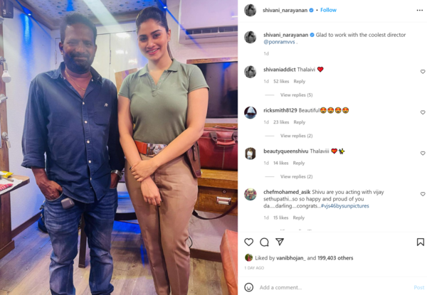 Shivani's Instagram post