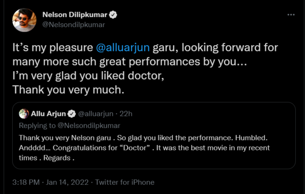 Nelson Dilipkumar's tweet