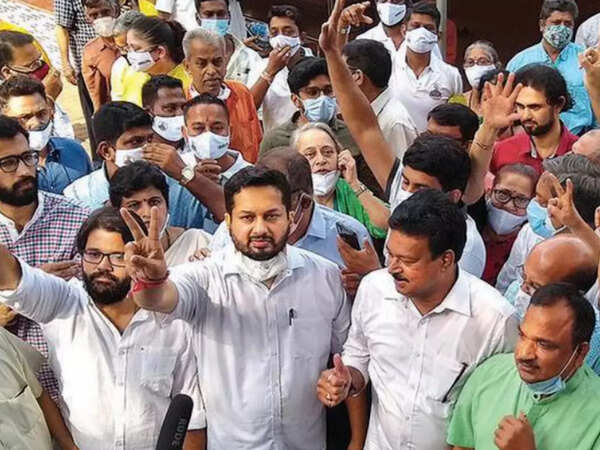 Utpal Parrikar along with his relatives, friends and supporters at Mahalaxmi temple, Panaji, before filing his nomination