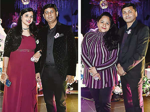 (L) Neha and Nitin Jaiswal (R) Preeti and Nikhil Gupta (BCCL/ IB Singh)