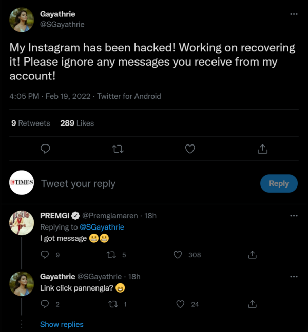 Gayathri's tweet