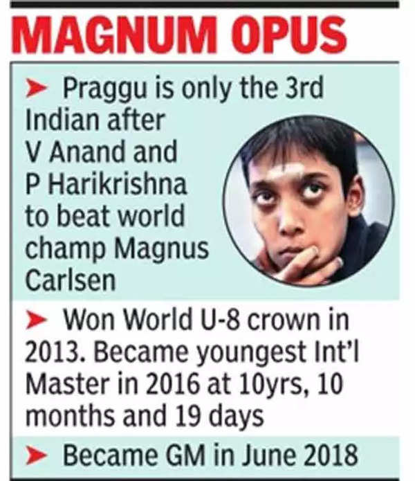 India's R Praggnanandhaa, 16, beats World No.1 Magnus Carlsen in