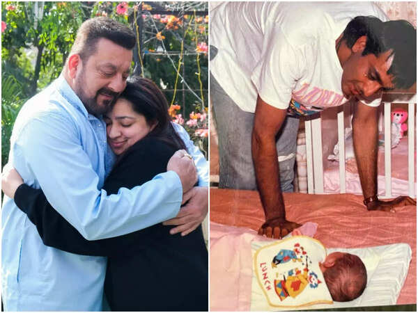 Nidhi Dutta with Sanjay Dutt (L) and Nidhi as a child (R) with Sanjay