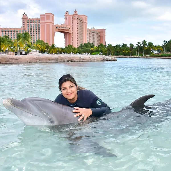 Rambha with dolphins
