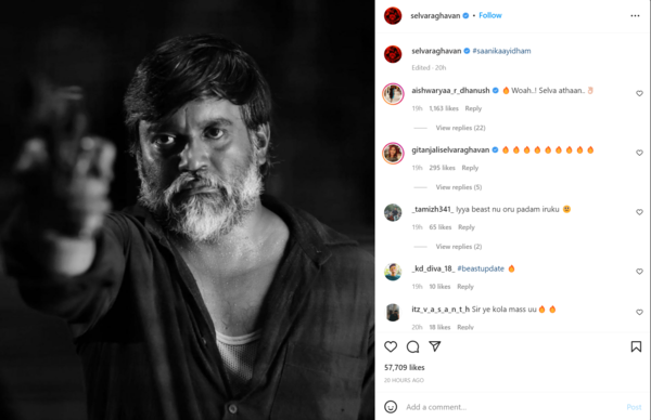 Selvaraghavan's look in 'Saani Kaayidham'