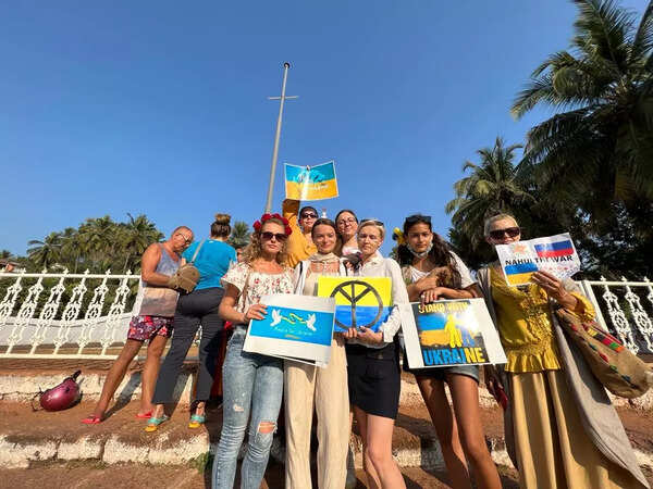 Ukrainians at a peace meet at Panaji Church