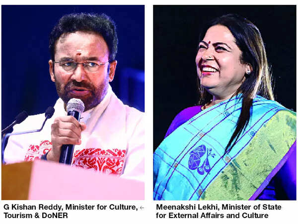 Minister for Tourism, Culture and DoNER G Kishan Reddy and Minister of State for External Affairs and Culture Meenakashi Lekhi