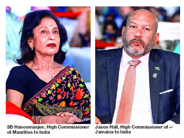 SB Hanoomanjee, High Commissioner of Mauritius to India and Jason Hall, High Commissioner of Jamaica to India