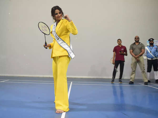 Harnaaz Kaur Sandhu visited Bennett University's sports conplex