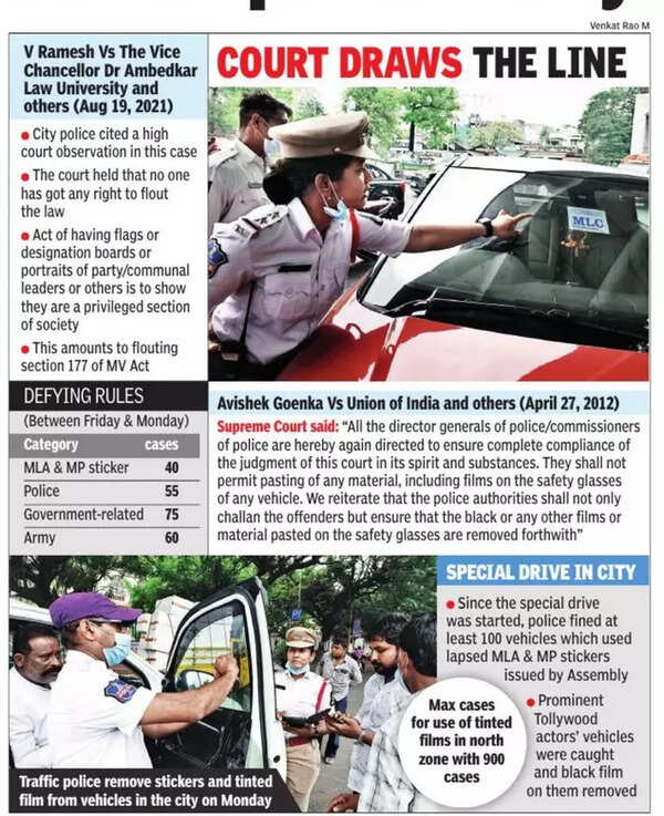 Mla, Police Stickers On Vehicles Rampant In City Hyderabad News