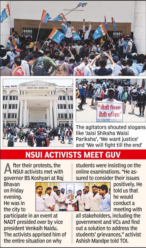 Students Storm Nu Over Offline Exams | - Times of India