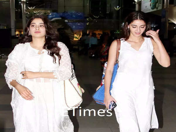 Janhvi Kapoor And Ananya Panday Twin In White As They Exit The Airport 