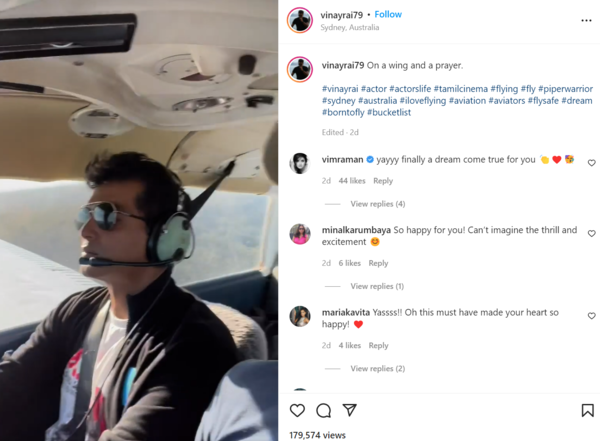Vinay Rai's Instagram post