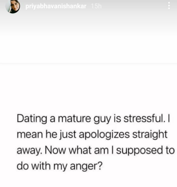 Priya Bhavani Shankar's Instagram story