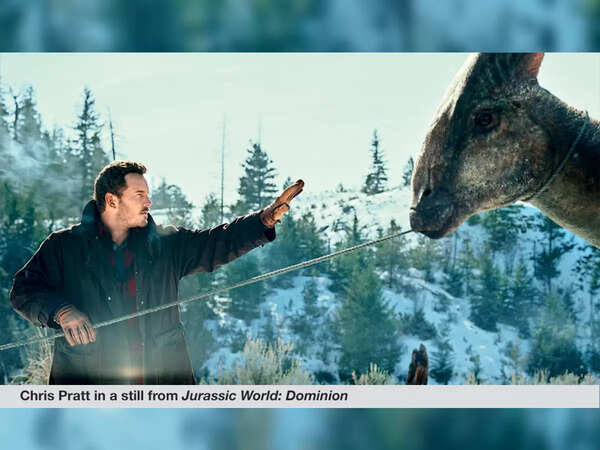 Chris Pratt in a still from Jurassic World: Dominion