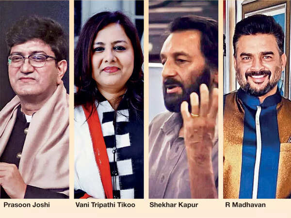 (L-R): Prasoon Joshi, Vani Tripathi Tikoo, Shekhar Kapur, R Madhavan