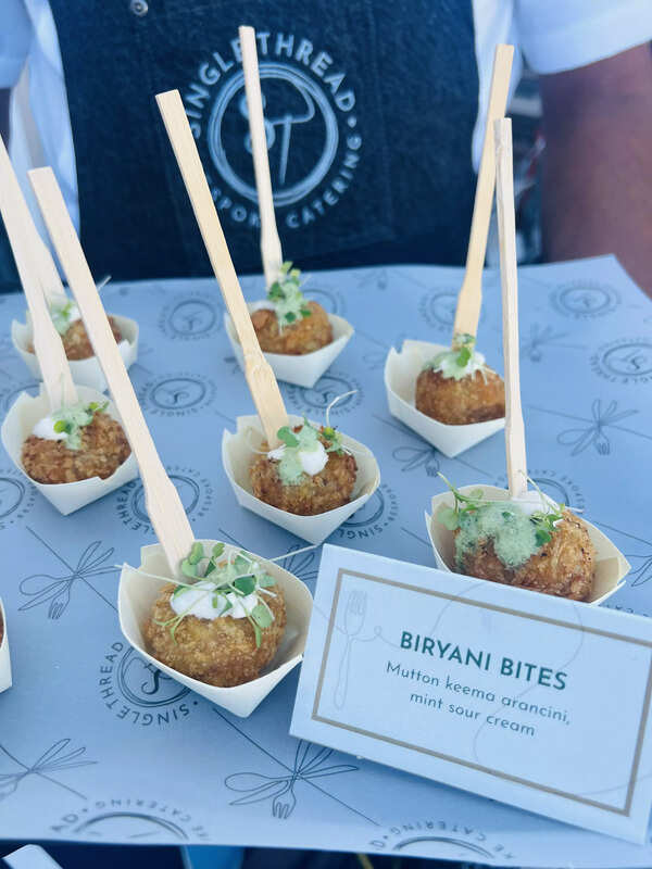 Biryani Bites_ served as passarounds at the India Pavillion at Cannes 2022 by Single Thread Catering by Chef Manu Chandra