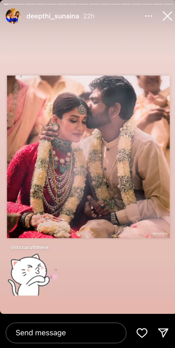 Deepthi Sunaina on Nayanthara-Vignesh's wedding