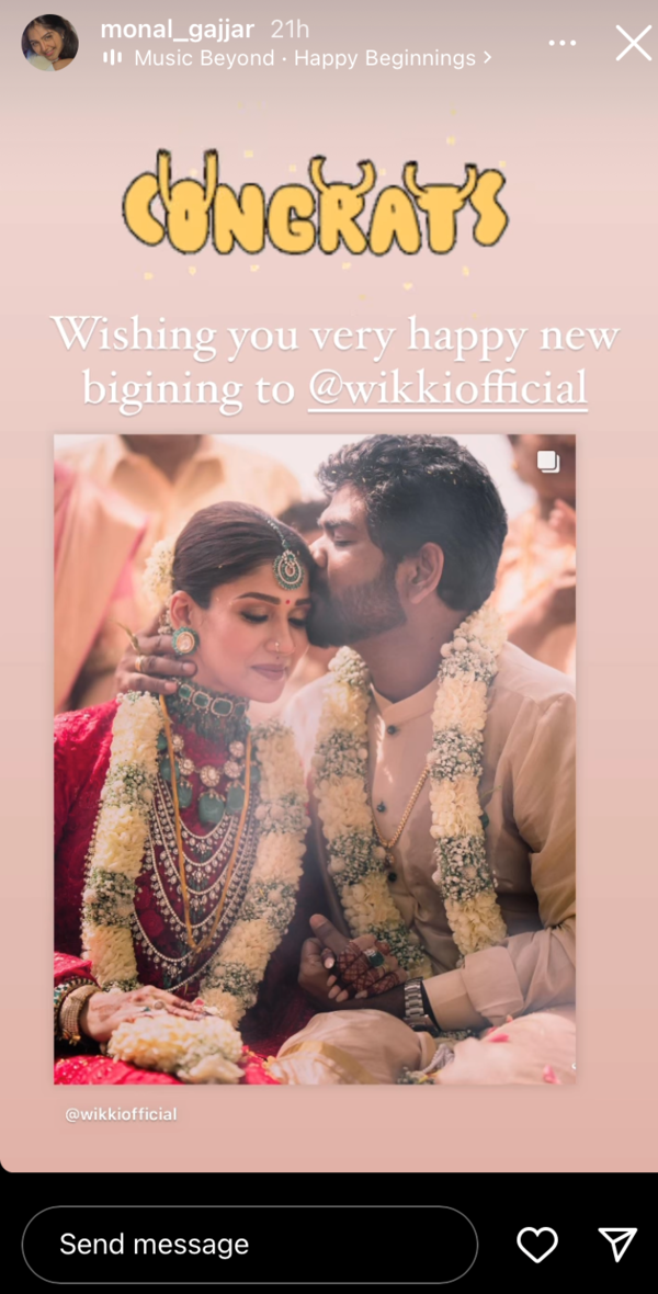 Monal Gajjar on Nayanthara-Vignesh's wedding