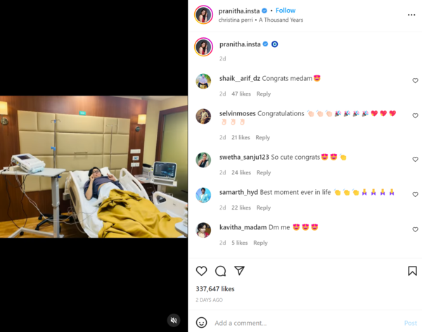 Pranitha Subash's Instagram post
