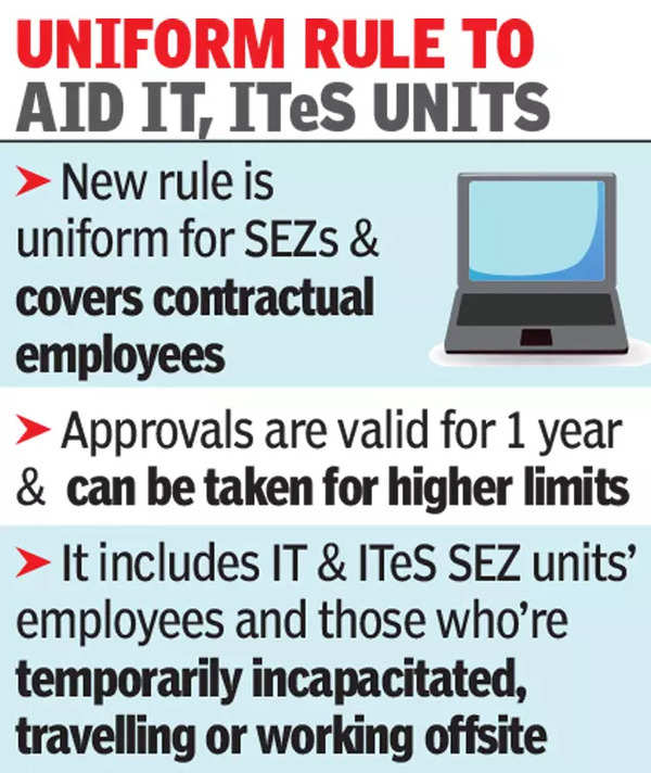 SEZ: 50% of SEZ employees can work from home | India Business News - Times  of India