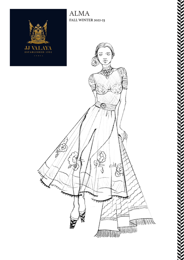 Handmade fashion sketch of a long woman dress Stock Photo  Alamy