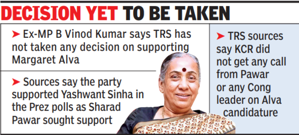 TRS on the fence over backing Cong’s Alva in VP race