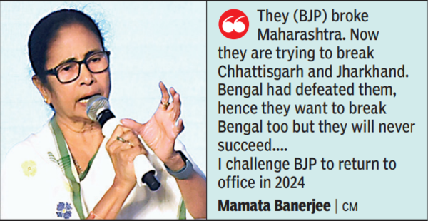 BJP trying to break Bengal but won’t succeed: Mamata