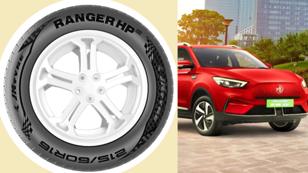 Left - JK Tyre Ranger HP EV tyre | Right - Representational image, MG ZS EV