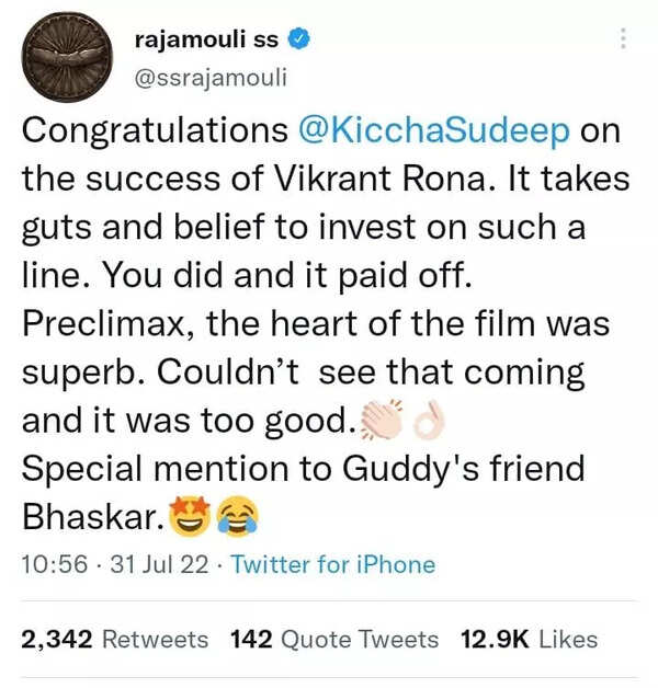 SS.Rajamouli about Kiccha Sudeep