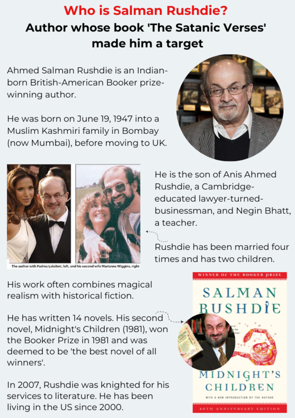 Who is the Salman Rushdie author whose book 'The Satanic Verses' targeted him?