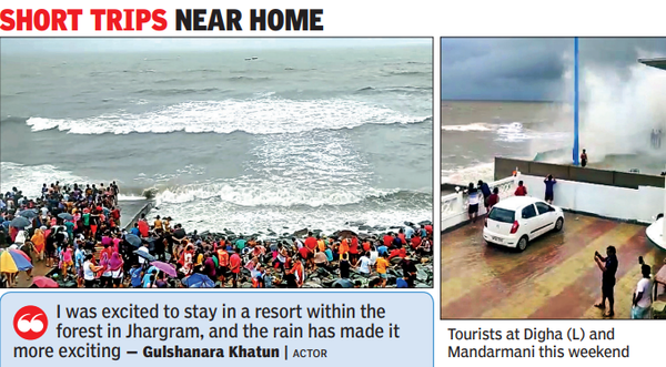 West Bengal: Despite rain, tourists throng Digha, Bolpur, Darjeeling on long weekend | Kolkata News – Times of India