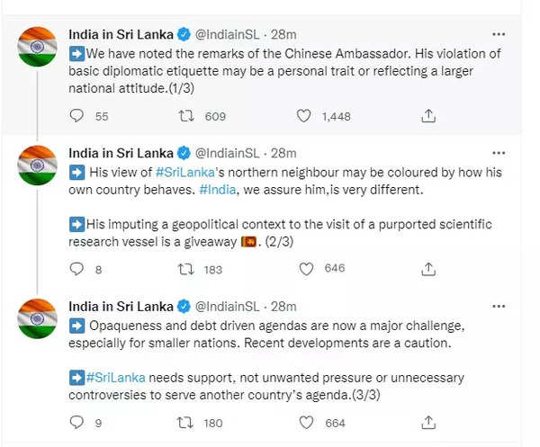 Indian High Commissioner in Sri Lanka criticizes Chinese ambassador’s violation of diplomatic etiquette |  News from India