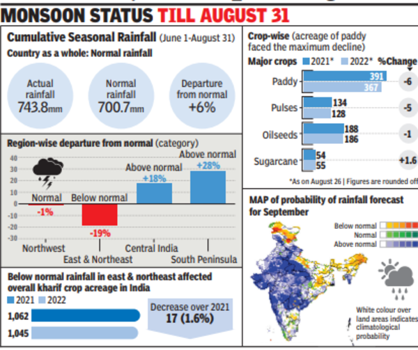 Imd: 'Above normal' monsoon likely in September, says IMD | India News ...