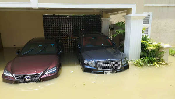High-end cars submerged in water-logged DivyaSree 77°